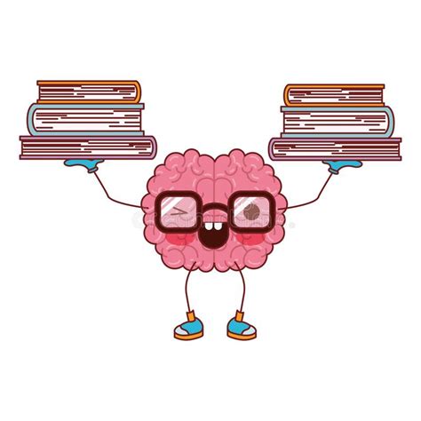 Cartoon Brain With Glasses Train The Brain For Knowledge With Eye Wink