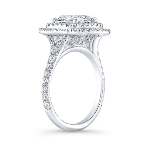 2ct cushion cut natural diamond double halo split shank pave diamond engagement ring gia