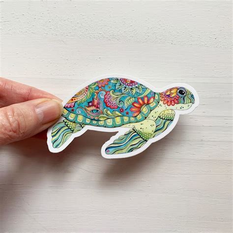 Sea Turtle Vinyl Sticker Sea Turtle Decal Laptop Decal Etsy