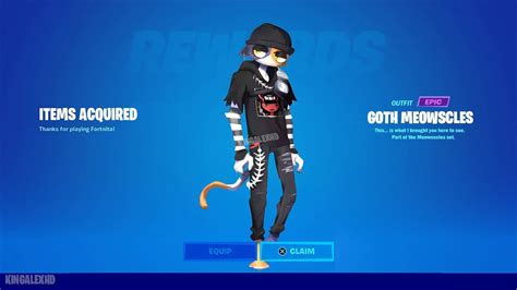 how to get goth meowscles skin now free in fortnite unlocked goth meowscles emote youtube