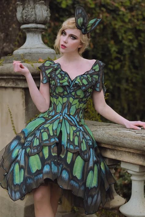 fashion designer bibian blue creates stunning dresses and corsets inspired by butterfly wings