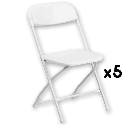 5 White Folding Chairs