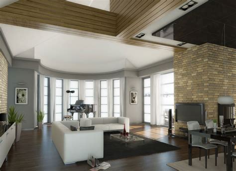 Traditional Living Room With Brick Wall Decorations