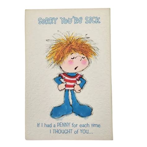 Vintage Get Well Card Sorry You Re Sick American Greetings 1978 Unused Card Only 6 95 Picclick