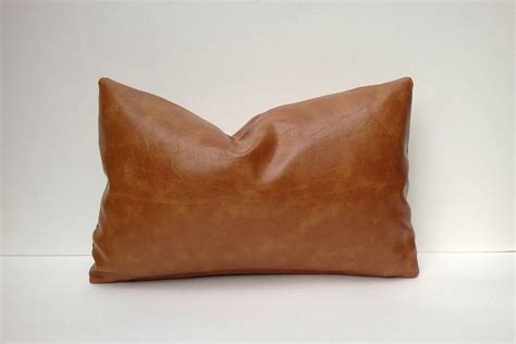 decorative faux leather pillow cover caramel color brown 14 x 24 12x 18 16 x 16 square lumbar