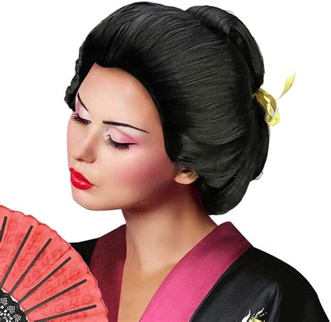 Deluxe Womens Asian Japanese Geisha Wig Short Bob Wigs Costume Accessory Halloween