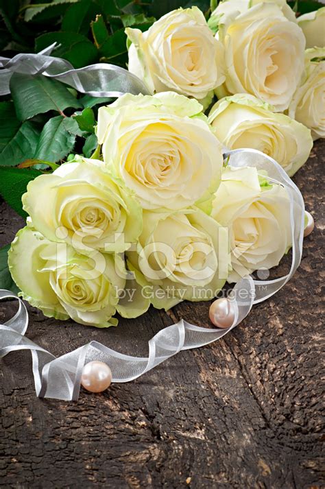 White Roses On The Wooden Backgrounds Stock Photo Royalty Free