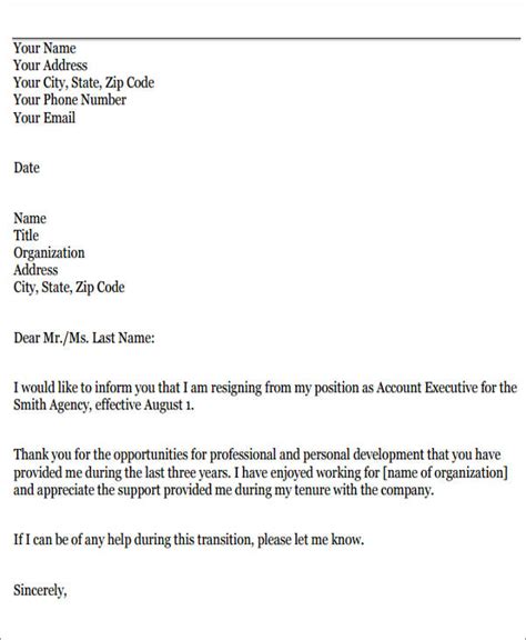 Free 8 Sample Resignation Letters For Personal Reasons In Pdf Ms