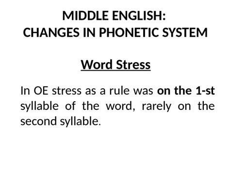 Middle English Changes In Phonetic System Word