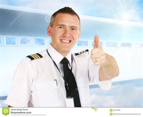 Airline Pilot Thumb Up Stock Image Image Of Handsome 23427689
