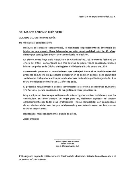 Carta De Jubilacion Pdf