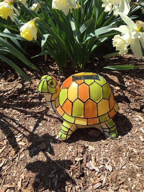 Solar Powered Garden Decor Art Turtle Statue Outdoor
