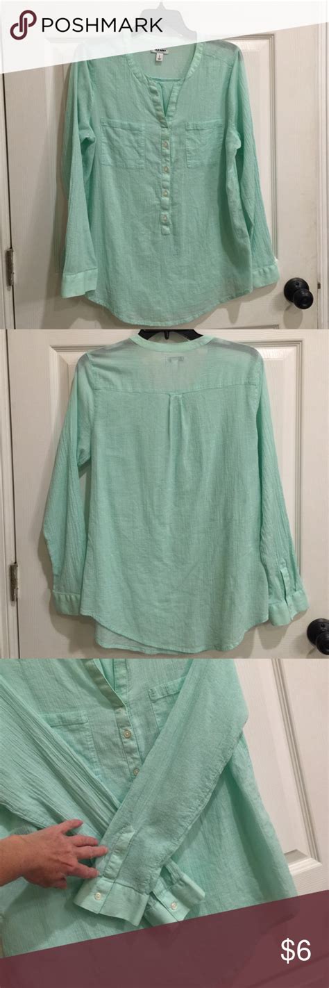 Old Navy Mint Green Long Sleeve Top Wv Neck Large Old Navy Mint Green