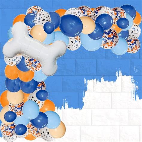 Party Balloon Garland Kit Blue Orange Blush Dog Paw Balloon Etsy