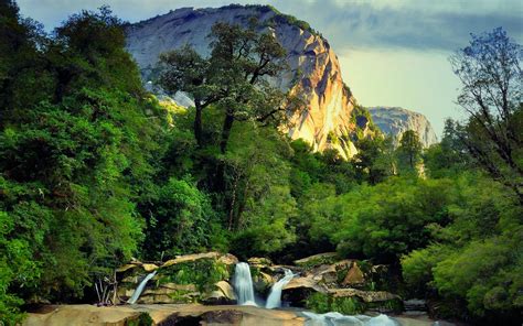 Sunset Waterfall Mountain Chile Nature Landscape Forest Summer