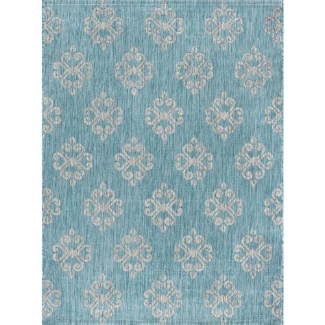Find a great selection of outdoor rugs and carpets that can show your home's personality. Tayse Rugs Veranda Aqua 7 ft. x 10 ft. Indoor/Outdoor Area ...
