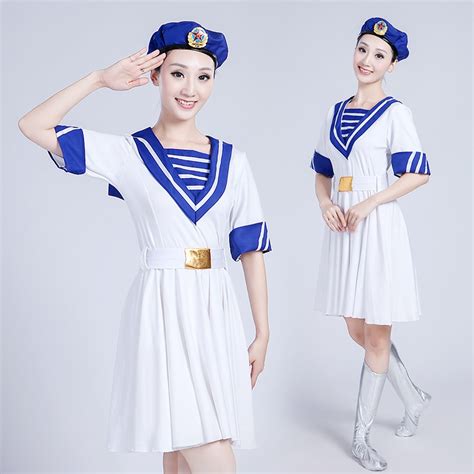 White Military Uniform Sailor Clothes Navy Uniforms Costume Army Chorus