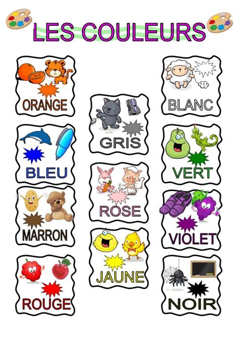 Couleurs Voc Les Couleurs En Fran Ais Fle Coloriage Rentr E