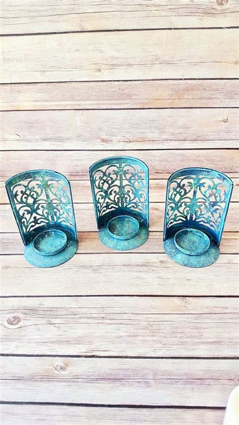 Rustic Candle Holders Turquoise Candle Holders Farmhouse Etsy