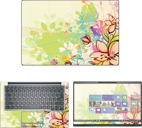 Decalrus Protective Decal Floral Skin Sticker For Dell