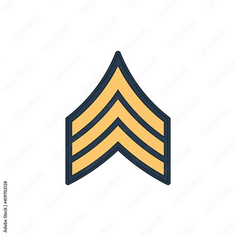 Sgt Sergeant Enlisted Military Rank Stripe Isolated Icon Vector United