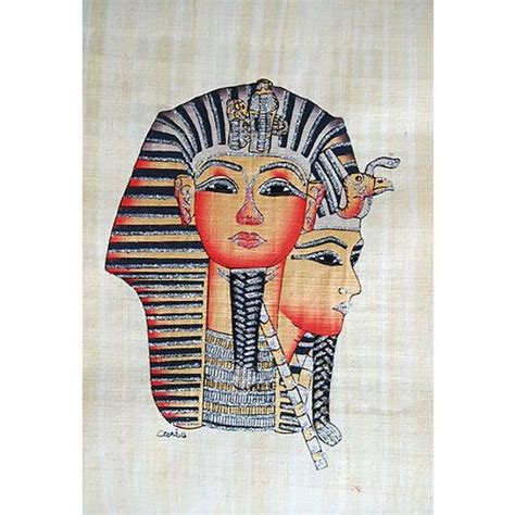 Egyptian Papyrus Painting King Tut And Cleopatra Hand Painted Best