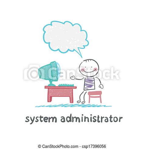 Clipart Vector Of System Administrator Communicates With People From