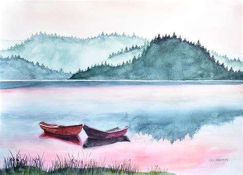 Reflection On Simkins Pond Original Watercolor Painting Adirondack