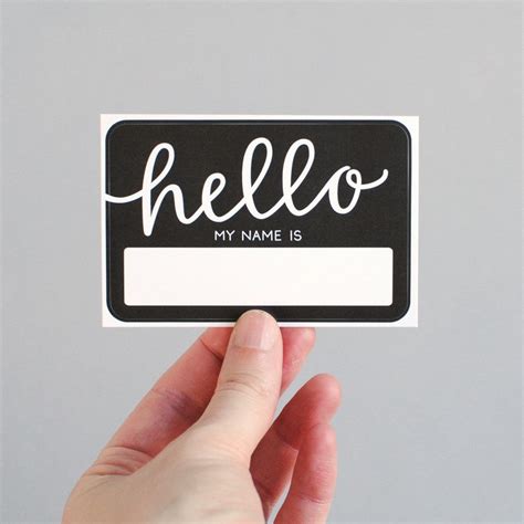 Name Tags Hello My Name Is Black Pack Of 10 Em Dash Paper Co