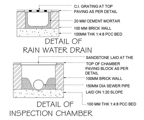 X M House Plan Of Rain Water Drain Detail Drawing Is Given In This