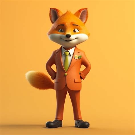 Premium Ai Image A Close Up Of A Cartoon Fox In A Suit And Tie Generative Ai