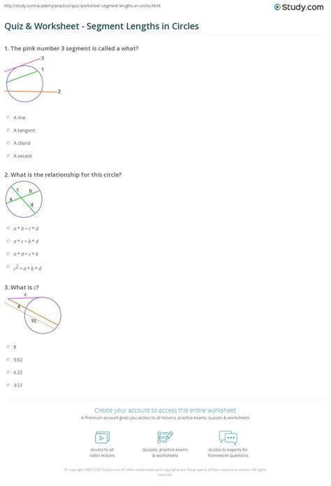 Quiz And Worksheet Segment Lengths In Circles