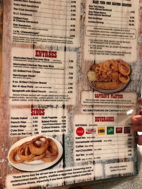 Menu at Captain Steve's Family Seafood Restaurant in Fort Mill, SC