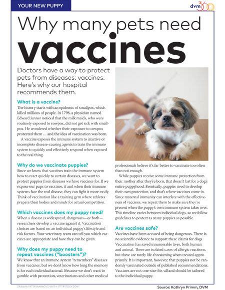 Handout Why Puppies Need Vaccines