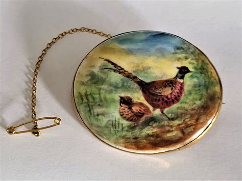 Antiques Atlas Victorian 9ct Gold Backed Porcelain Brooch Lrg