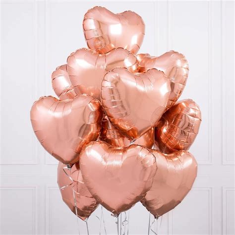 6 Pack Of 18 Heart Balloons Mylar Balloon Metallic Etsy