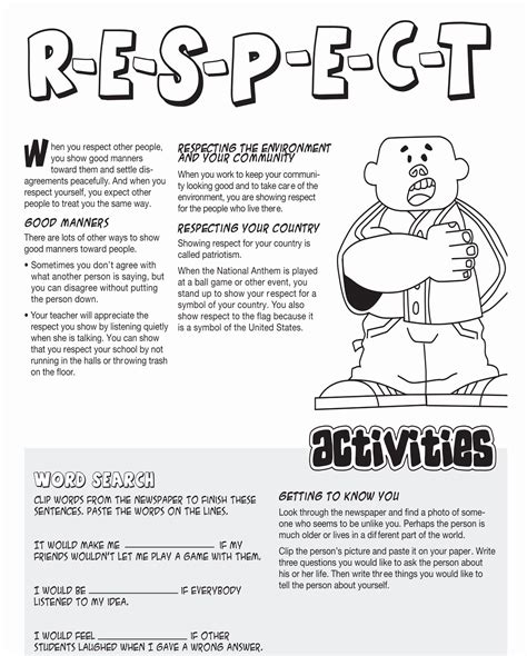 Showing Respect Worksheets For Kids Kidsworksheetfun