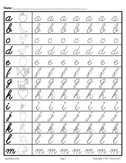 Free printable cursive writing worksheets teach how to write in cursive handwriting. FREE printable lowercase cursive letter tracing worksheets ...