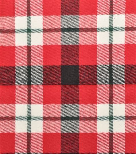 Plaiditudes Brushed Cotton Fabric Red Green Black And Ivory Grid Plaid