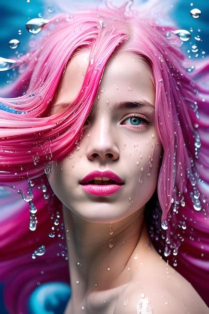 Premium Ai Image A Woman With Pink Hair And Blue Eyes