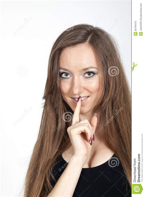 Girl With Finger In Mouth Stock Image Image Of Happiness 25794473