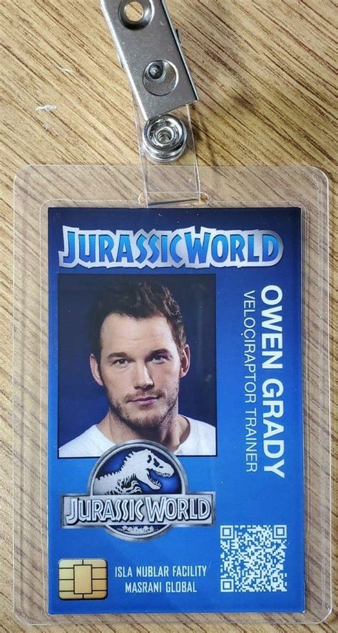Jurassic World ID Badge Owen Grady Velociraptor Trainer Costume Prop