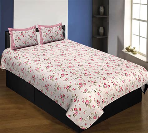 Pure Cotton 240 Tc Single Bedsheet In Cream Seamless Floral Print Taxable