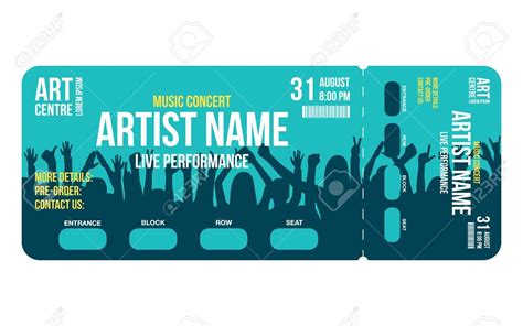 Concert Ticket Template Concert Party Or Festival Ticket Design Template With People Crowd On