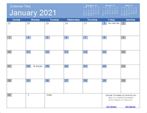 Calendar 2021 Template Cabai