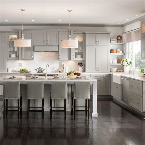 We have an in house design, cnc and spray finishing department. American Woodmark Custom Kitchen Cabinets Shown in ...