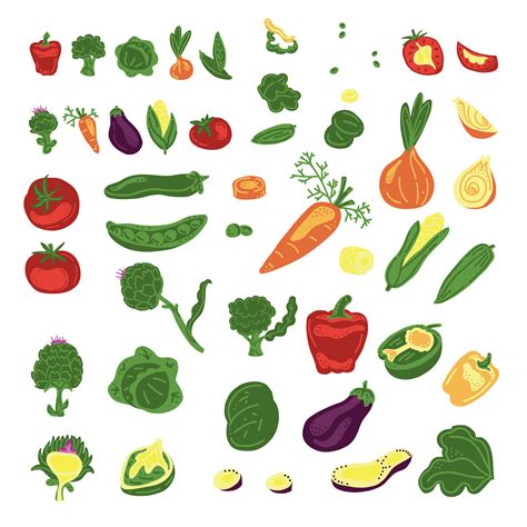 Gran Conjunto De 10 Verduras 46 Elementos Zanahoria Alcachofa