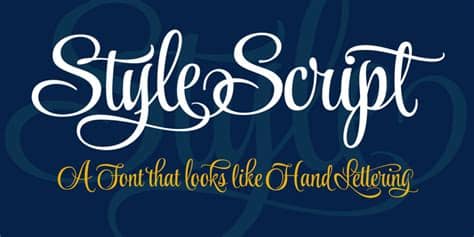 Create cool and modern designs using handwritten and calligraphic lettering style fonts. Style Script - Befonts.com