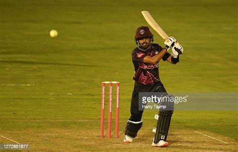 Babar Azam Of Somerset Plays A Shot During The Vitality Blast Match