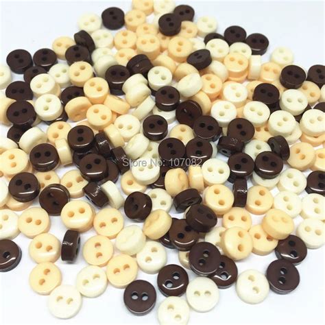 1000pcs Natural Mixed 6mm Mini Tiny Buttons Resin Round 2 Holes Sewing